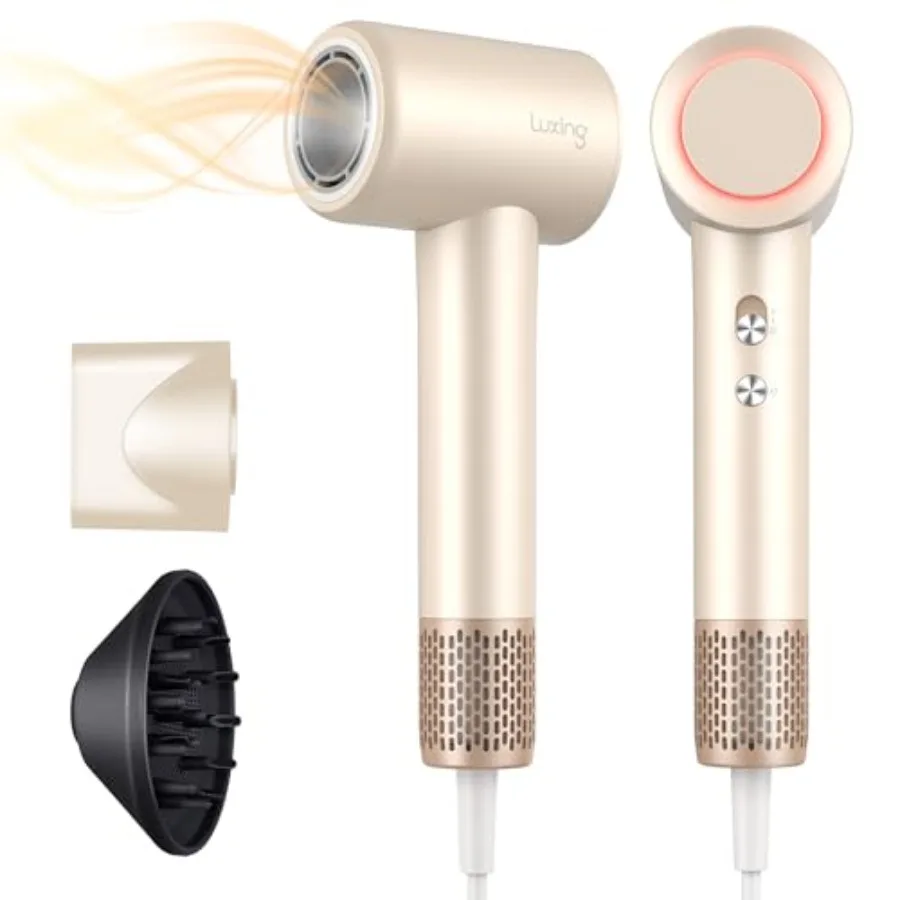 Hair Dryer for home use, ceramic-coated, cream, 200 million negative ions for fast drying and frizz control
Hair Dryer for home use, ceramic-coated, cream, 200 million negative ions for fast drying and frizz control