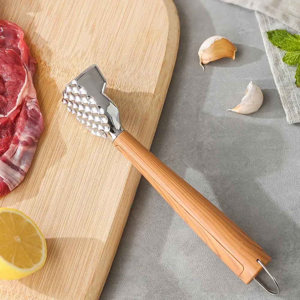 Hanging Loop Kitchen Tool Meat Tenderizer Hammer with Ergonomic Wooden Handle Heavy Duty Zinc Alloy Mallet Multi-sided for Steak
Hanging Loop Kitchen Tool Meat Tenderizer Hammer with Ergonomic Wooden Handle Heavy Duty Zinc Alloy Mallet Multi-sided for Steak