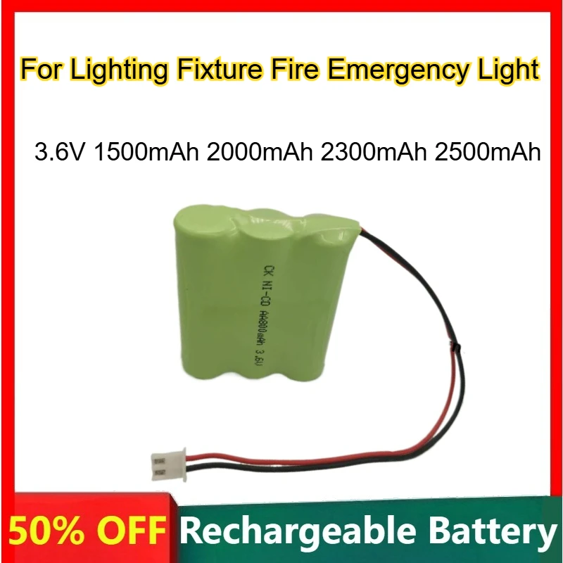 NI-MH Battery Pack 3.6V 1500mAh 2000mAh 2300mAh 2500mAh for Lighting Fixture Fire Emergency Light Rechargeable Batteries
NI-MH Battery Pack 3.6V 1500mAh 2000mAh 2300mAh 2500mAh for Lighting Fixture Fire Emergency Light Rechargeable Batteries