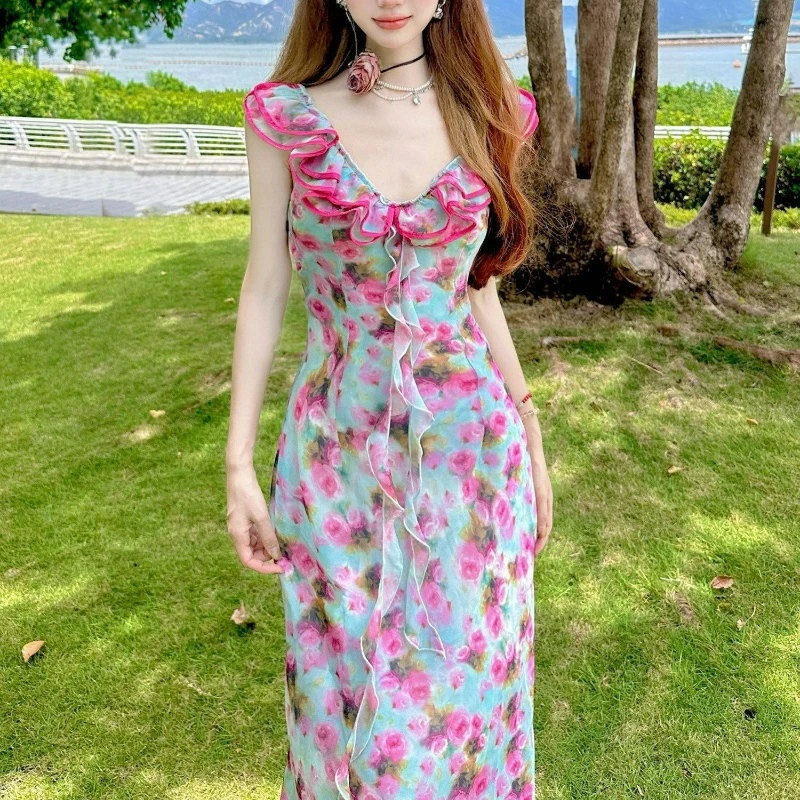 French Style Elegant Slimming Form-fitting Halter Dress for Women 2026 Summer New Fashion Seaside Vacation Style Printed Dress
French Style Elegant Slimming Form-fitting Halter Dress for Women 2026 Summer New Fashion Seaside Vacation Style Printed Dress