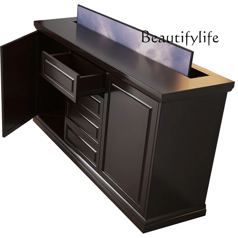 American TV cabinet Chinese partition cabinet High-end living room paint lifting TV hidden electric remote control
American TV cabinet Chinese partition cabinet High-end living room paint lifting TV hidden electric remote control