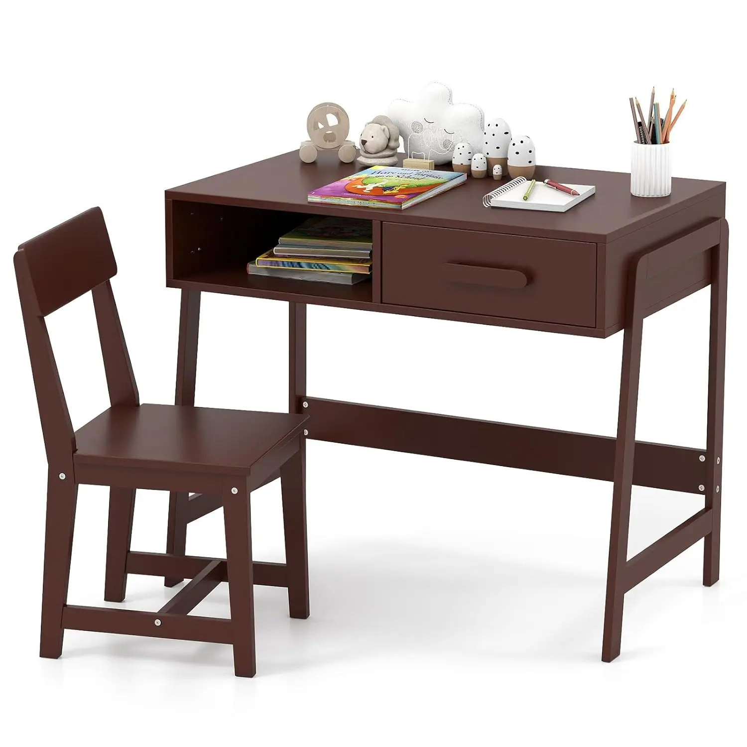 Kids Desk and Chair Set, Wooden Children School Study Table and Chair w/Storage Drawer & Hutch, Student Writing, Customized
Kids Desk and Chair Set, Wooden Children School Study Table and Chair w/Storage Drawer & Hutch, Student Writing, Customized