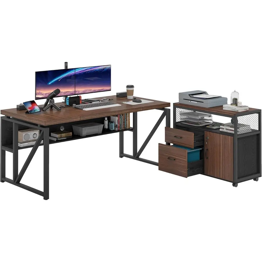 Oice Desk with Ders Sets, 63 inches L Shaped Computer Desk with Mobile ile Cabinet,Big Executive Desk or Home Oice urniture Sets
Oice Desk with Ders Sets, 63 inches L Shaped Computer Desk with Mobile ile Cabinet,Big Executive Desk or Home Oice urniture Sets