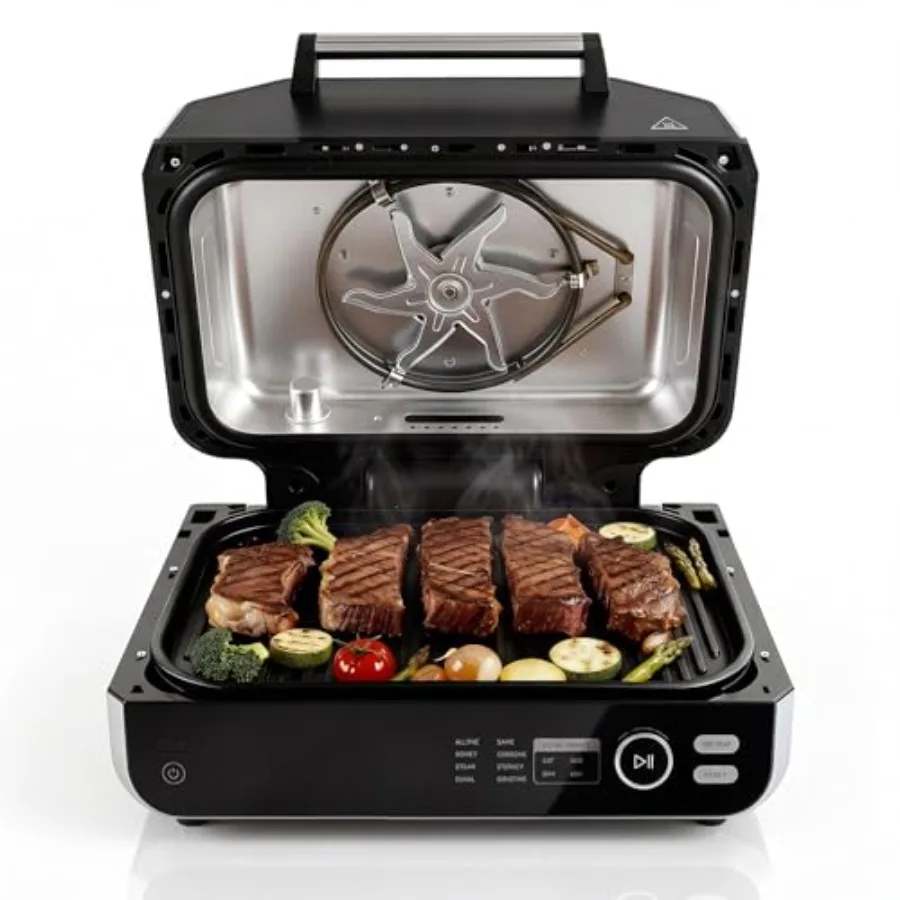 Outdoor/Indoor Electric Grill, Non-Stick Coated Steel, Black, 8-in-1 Multifunctional Large BBQ Grill for Air Fry, Bake, Roast,
Outdoor/Indoor Electric Grill, Non-Stick Coated Steel, Black, 8-in-1 Multifunctional Large BBQ Grill for Air Fry, Bake, Roast,