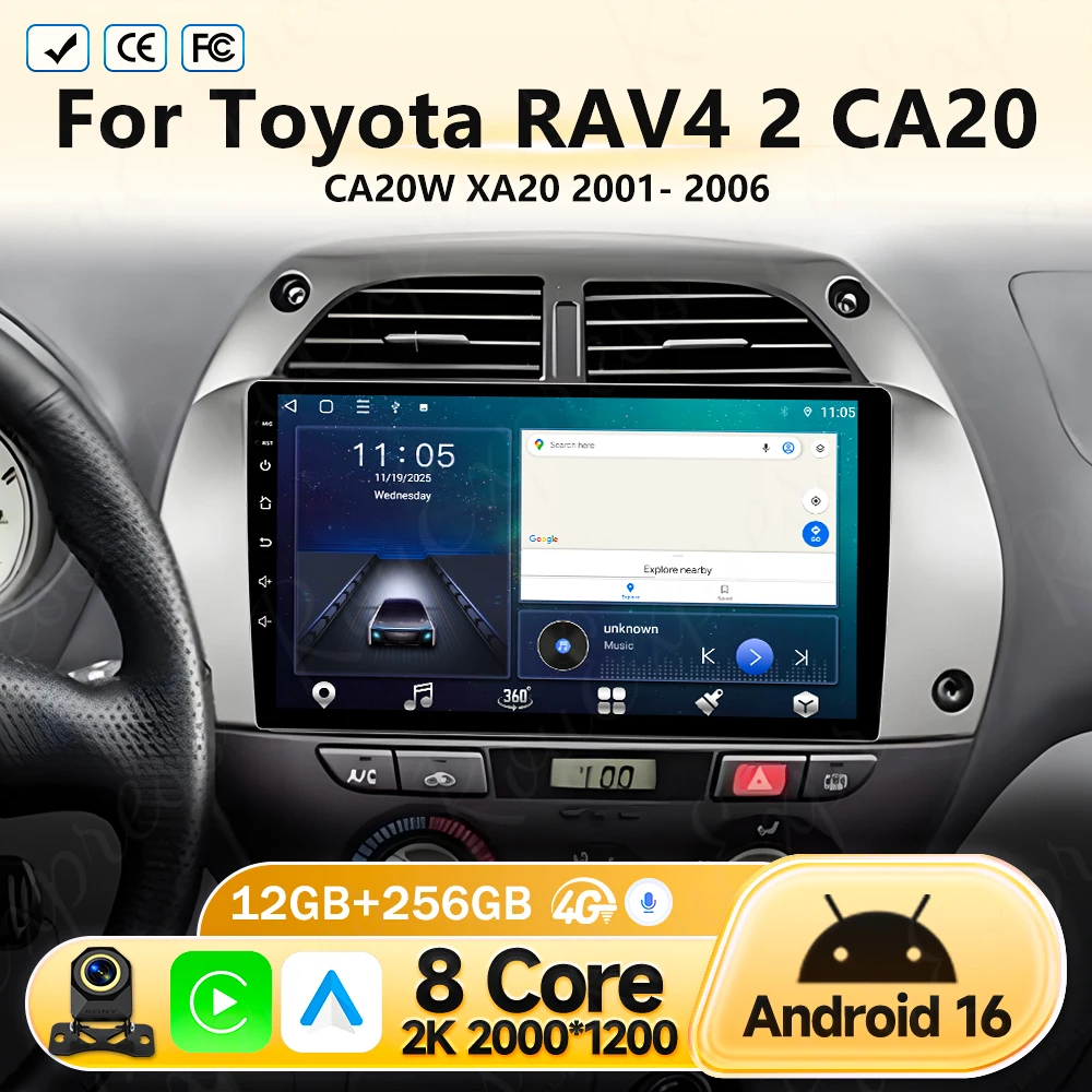 Автомагнитола Android 16 для Toyota RAV4 2 CA20 CA20W XA20 2001-2006, мультимедийный плеер с GPS, беспроводным CarPlay и Android Auto
Автомагнитола Android 16 для Toyota RAV4 2 CA20 CA20W XA20 2001-2006, мультимедийный плеер с GPS, беспроводным CarPlay и Android Auto