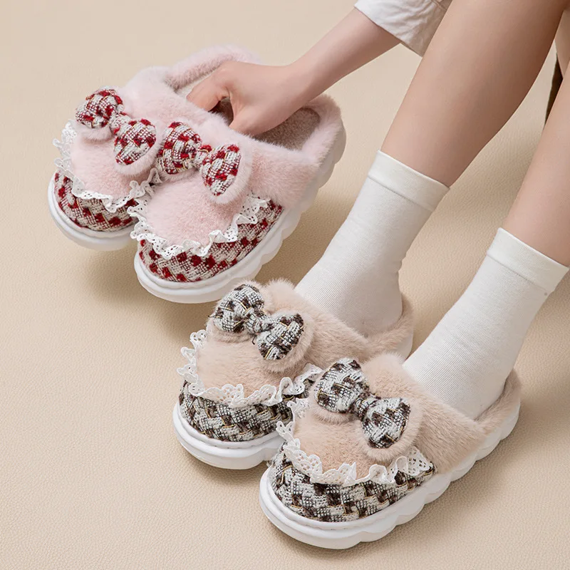 Woman Home Kawaii Cotton Slippers Winter Fashion Bow Indoor Home Warm Fur Slippers Non Slip Comfort Flat Bedroom Plush Slippers
Woman Home Kawaii Cotton Slippers Winter Fashion Bow Indoor Home Warm Fur Slippers Non Slip Comfort Flat Bedroom Plush Slippers