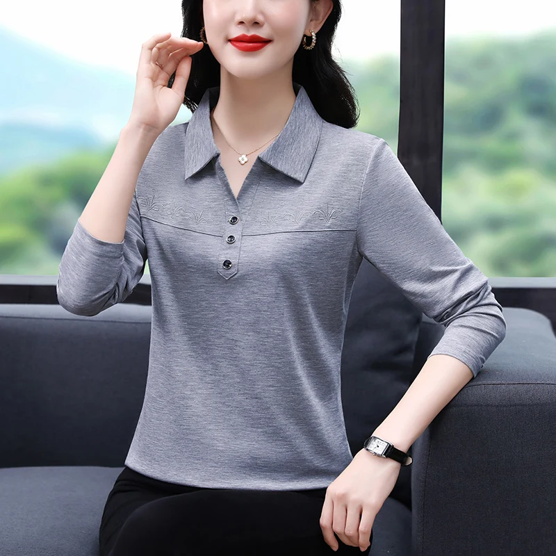 HLX-9906 Embroidered Collar POLO Shirt Crop T-shirt Women's Long Sleeve Cotton Shirts Mom Clothes Pulovers Classic T-shirts Tops
HLX-9906 Embroidered Collar POLO Shirt Crop T-shirt Women's Long Sleeve Cotton Shirts Mom Clothes Pulovers Classic T-shirts Tops