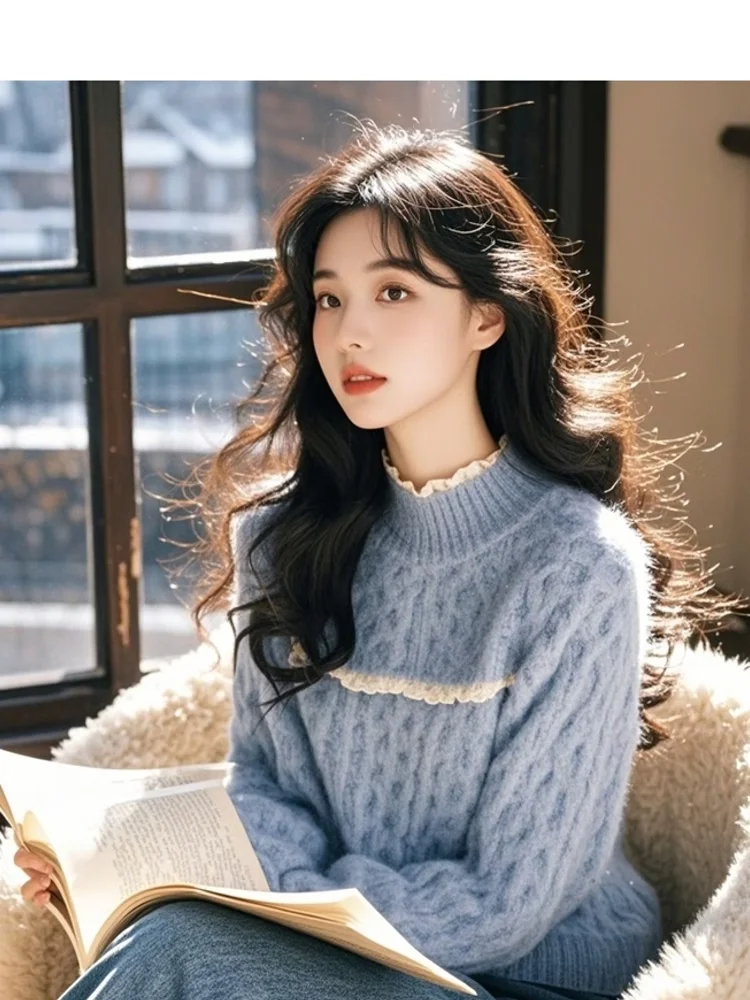 Korean Sle Soft Blue f High Ne Knitted Sweater Women's Autumn Faion Lazy Sle Comfortable Fit Straight Tube Model
Korean Sle Soft Blue f High Ne Knitted Sweater Women's Autumn Faion Lazy Sle Comfortable Fit Straight Tube Model