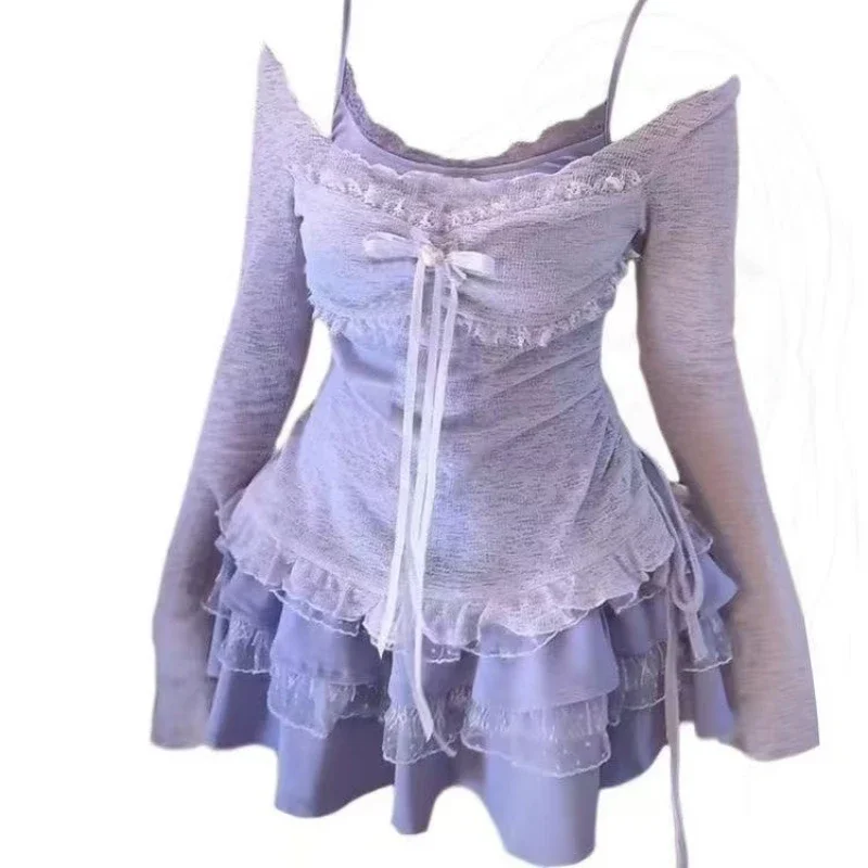 New Women Birthday Rave Korean Fashion Gyaru Y2k Coquette Outfits 2 Piece Set Fake Two Pieces Top + Mini Ruffle Skirts Chic
New Women Birthday Rave Korean Fashion Gyaru Y2k Coquette Outfits 2 Piece Set Fake Two Pieces Top + Mini Ruffle Skirts Chic