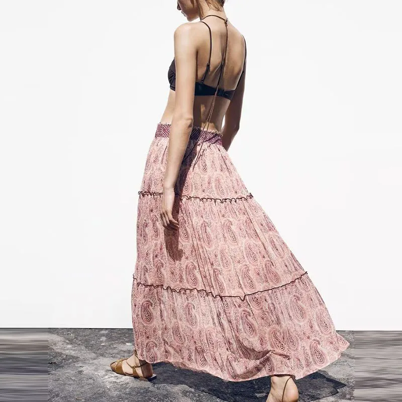 Ele Floral Print Layered Midi Skirt High Waist Street Sle Spring 2025 Women's Faion Long Midi Skirt by Z 
Ele Floral Print Layered Midi Skirt High Waist Street Sle Spring 2025 Women's Faion Long Midi Skirt by Z