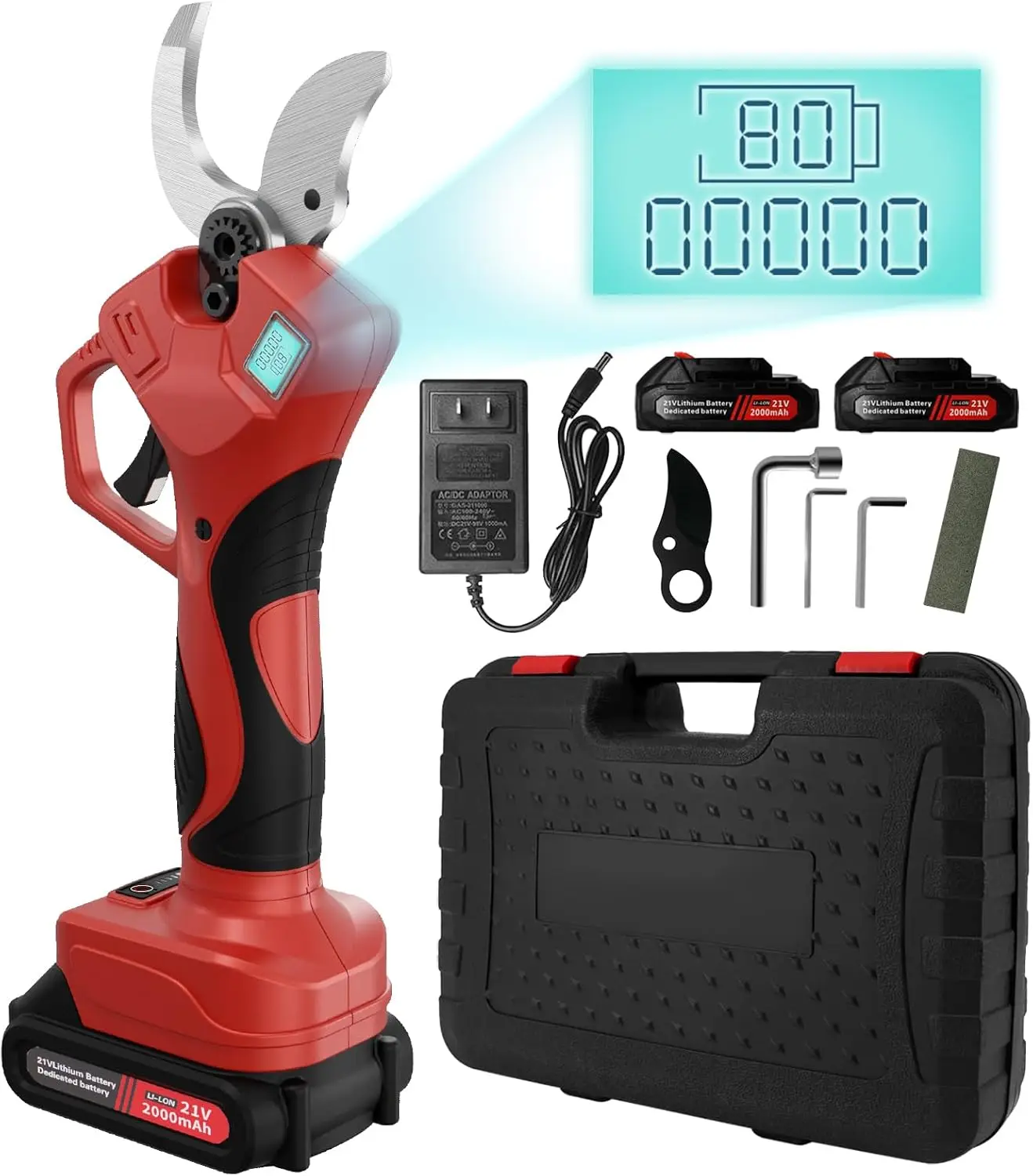 Electric Pruning Shears, 50mm 1.96" Cutting Diameter Cordless Power Pruner with 2Pcs Rechargeable Batteries, Tree Branch Cutter
Electric Pruning Shears, 50mm 1.96" Cutting Diameter Cordless Power Pruner with 2Pcs Rechargeable Batteries, Tree Branch Cutter