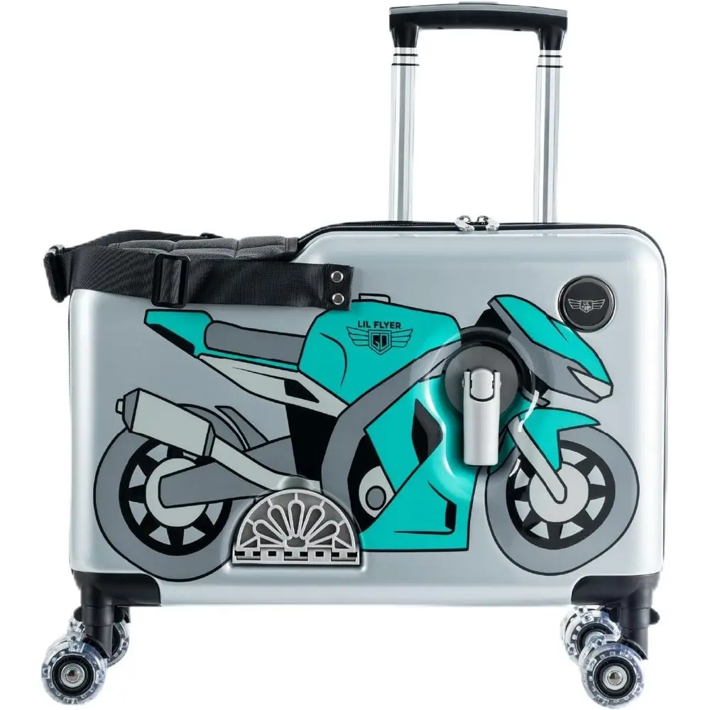 Child's Motorcycle-Style Ride-On Suitcase with Toddler Seat, Removable Wheels, and Pedals
Child's Motorcycle-Style Ride-On Suitcase with Toddler Seat, Removable Wheels, and Pedals