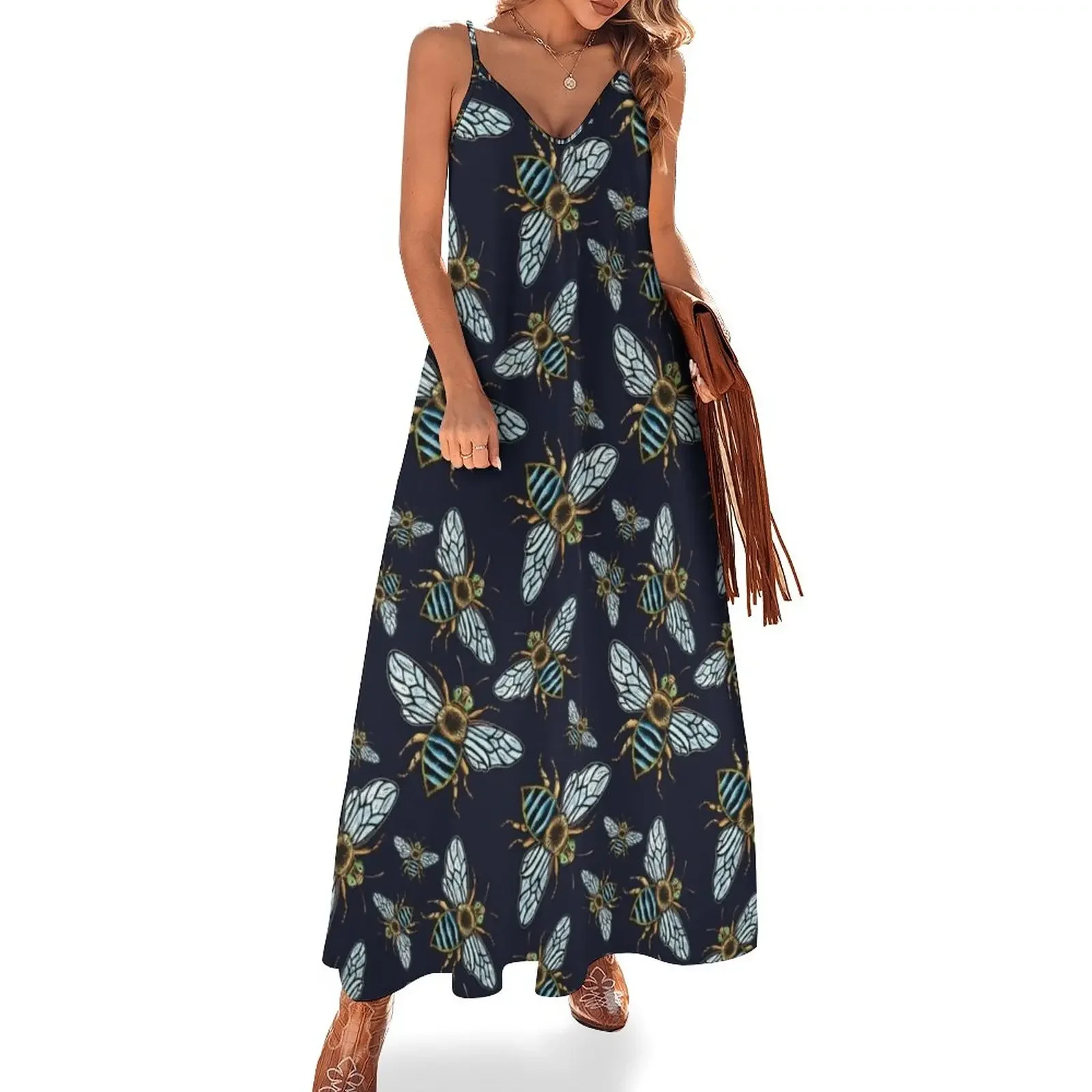 Lino Print Blue Banded Bee Sleeveless Dress clothes for woman Beachwear summer dress ladies dresses for women 2025 Dress
Lino Print Blue Banded Bee Sleeveless Dress clothes for woman Beachwear summer dress ladies dresses for women 2025 Dress