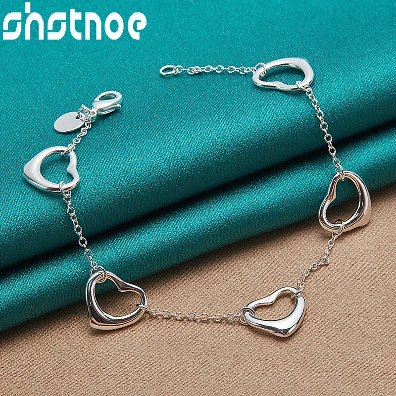 SHSTONE 925 Sterling Silver Bracelets Cute Five Heart Chain Bracelet For Women Wedding Fashion Charm Jewelry Lady Birthday Gift
SHSTONE 925 Sterling Silver Bracelets Cute Five Heart Chain Bracelet For Women Wedding Fashion Charm Jewelry Lady Birthday Gift
