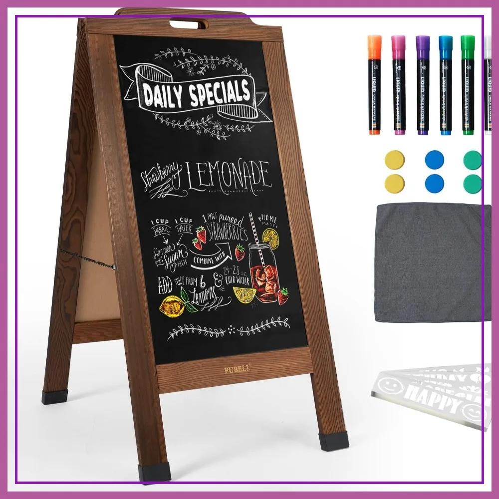 Magnetic Sandwich A-Frame Chalkboard Sign 40x20 Inches, Brown Wooden Double-Sided Outdoor Easel Display for Restaurant Cafe Shop
Magnetic Sandwich A-Frame Chalkboard Sign 40x20 Inches, Brown Wooden Double-Sided Outdoor Easel Display for Restaurant Cafe Shop