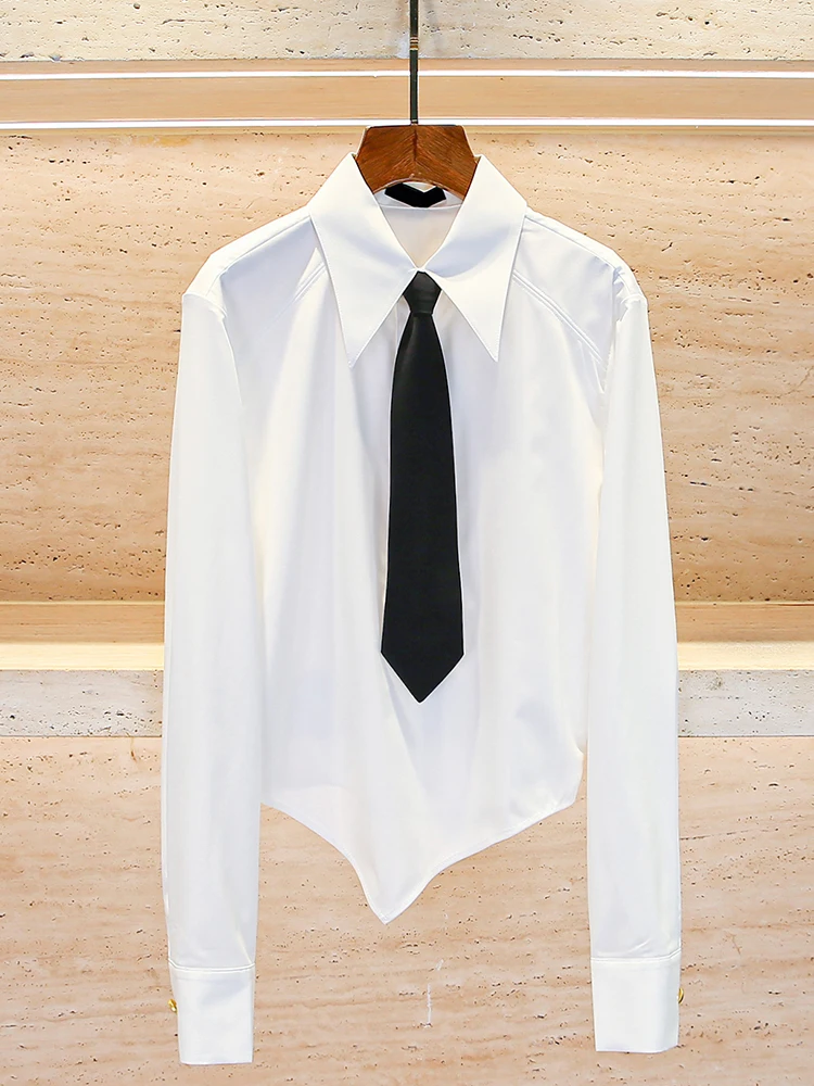 High-End Women's College Sle irt White Collar Asymmetrical Design Commute Sle Straight Cut Long Sve Ne Top
High-End Women's College Sle irt White Collar Asymmetrical Design Commute Sle Straight Cut Long Sve Ne Top