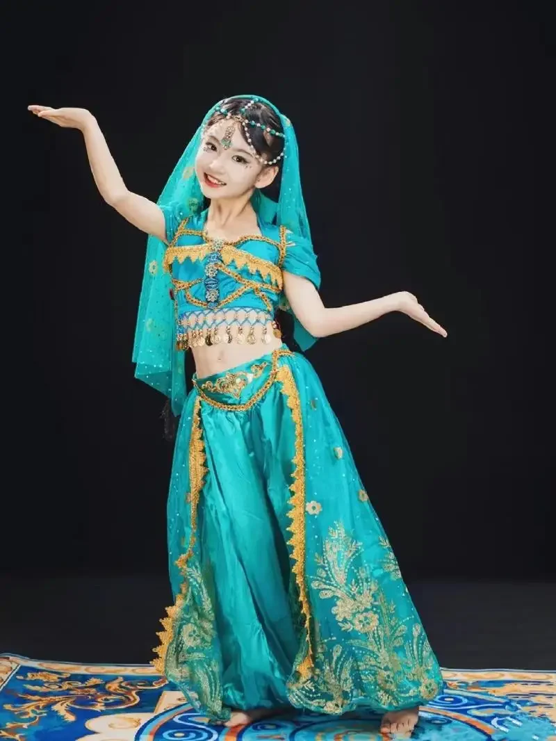 Children's Indian dance performance costume, Xinjiang Dunhuang Jasmine Princess skirt, ethnic exotic girl dance costume
Children's Indian dance performance costume, Xinjiang Dunhuang Jasmine Princess skirt, ethnic exotic girl dance costume