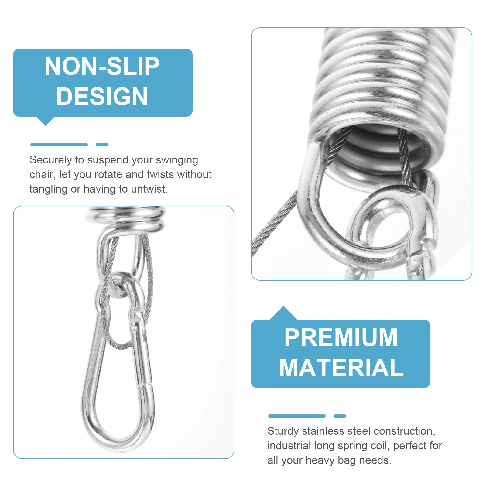 1Set Hammock Chair Spring Heavy Duty Stainless Steel Swing Fixing Spring Set for Hanging Chairs Punching Bags Hanging Plants 
1Set Hammock Chair Spring Heavy Duty Stainless Steel Swing Fixing Spring Set for Hanging Chairs Punching Bags Hanging Plants