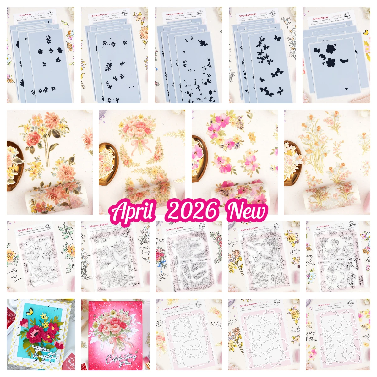 Pink Fresh Stamp Dies Stencil Hot Foil for DIY Florals Handmade Scrapbook Garden Grace Celebrate in Blooms Whispering 2026 April
Pink Fresh Stamp Dies Stencil Hot Foil for DIY Florals Handmade Scrapbook Garden Grace Celebrate in Blooms Whispering 2026 April