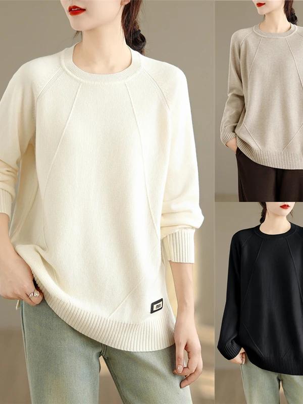 Loose Long Sve Knitted T-irt Women's Base Layer Top plus Size Casual Wear Breathable Autumn Faion round Ne Single Bu...
Loose Long Sve Knitted T-irt Women's Base Layer Top plus Size Casual Wear Breathable Autumn Faion round Ne Single Bu...