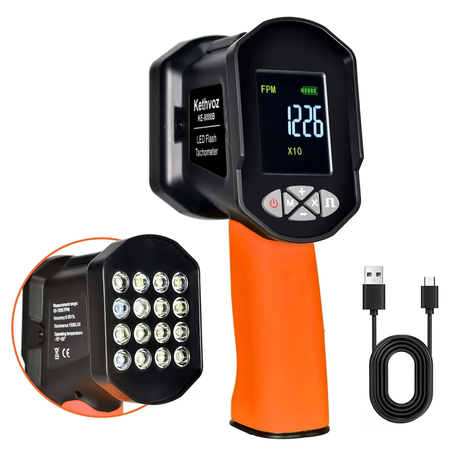 HOLDPEAK Handheld Digital Stroboscope Tachometer,60-100,000 RPM, Non-Contact LED Meter with Phase Adjustment
HOLDPEAK Handheld Digital Stroboscope Tachometer,60-100,000 RPM, Non-Contact LED Meter with Phase Adjustment