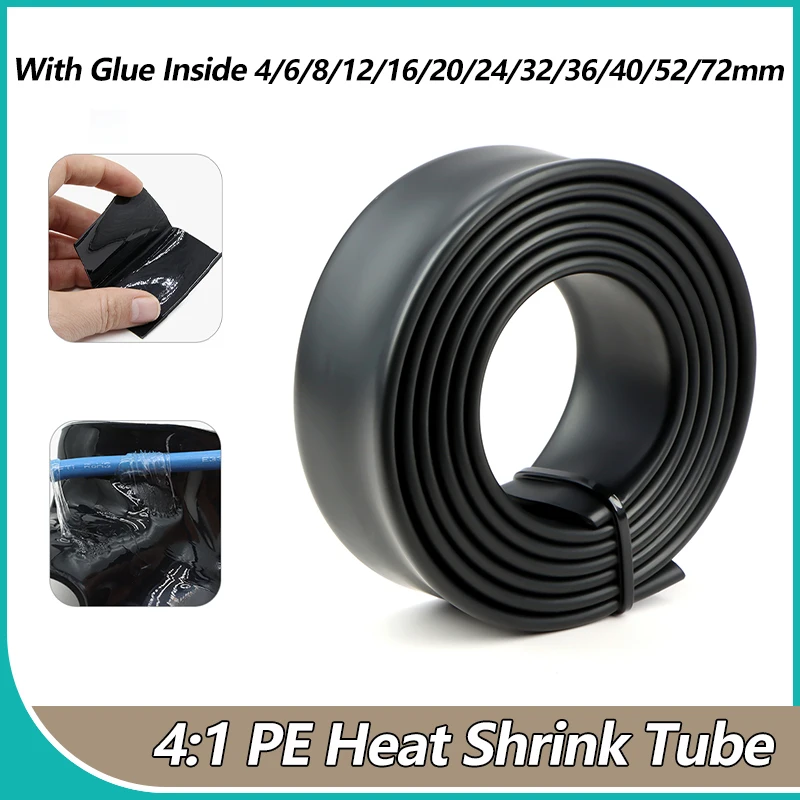 Black 4:1 Heat Shrink Tube With Glue Dia 4 6 8 12 16 20 24 32 40 52 72mm Dual Wall Thermoretractile Tube Cable Protector Sleeve
Black 4:1 Heat Shrink Tube With Glue Dia 4 6 8 12 16 20 24 32 40 52 72mm Dual Wall Thermoretractile Tube Cable Protector Sleeve