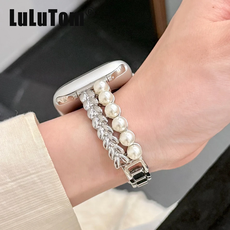 Pearls Wheat Ear Metal Watch Strap for Apple Watch 11 10 9 8 7 6 5 SE 4 Ultra 3 2 Women's Band Iwatch 38 40 41 42 44 45 46 49 mm
Pearls Wheat Ear Metal Watch Strap for Apple Watch 11 10 9 8 7 6 5 SE 4 Ultra 3 2 Women's Band Iwatch 38 40 41 42 44 45 46 49 mm