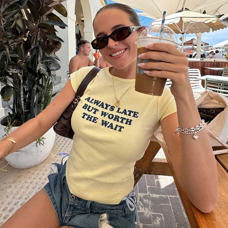 European and American INS Style Women's Fashion 2025 Summer New Letter Print Slim Fit Round Neck Short Sleeve T-Shirt Top
European and American INS Style Women's Fashion 2025 Summer New Letter Print Slim Fit Round Neck Short Sleeve T-Shirt Top