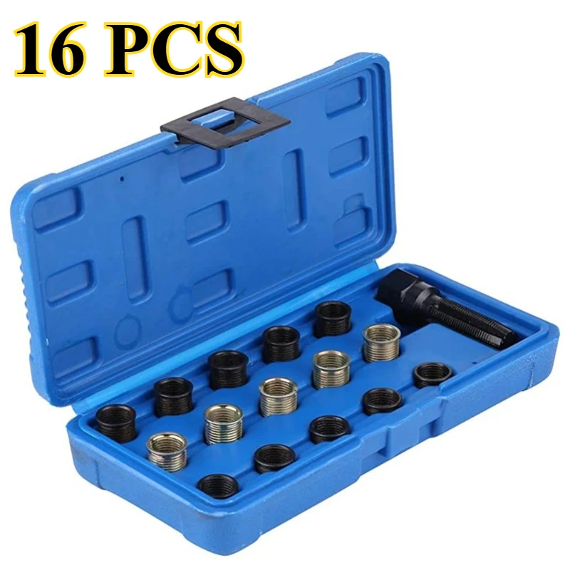 16pcs Spark Plug Thread Repair Kit, M14x1.25 Spark Plug Thread Repair Tool Screw Tap Portable Carbon Steel Rethread Kit
16pcs Spark Plug Thread Repair Kit, M14x1.25 Spark Plug Thread Repair Tool Screw Tap Portable Carbon Steel Rethread Kit