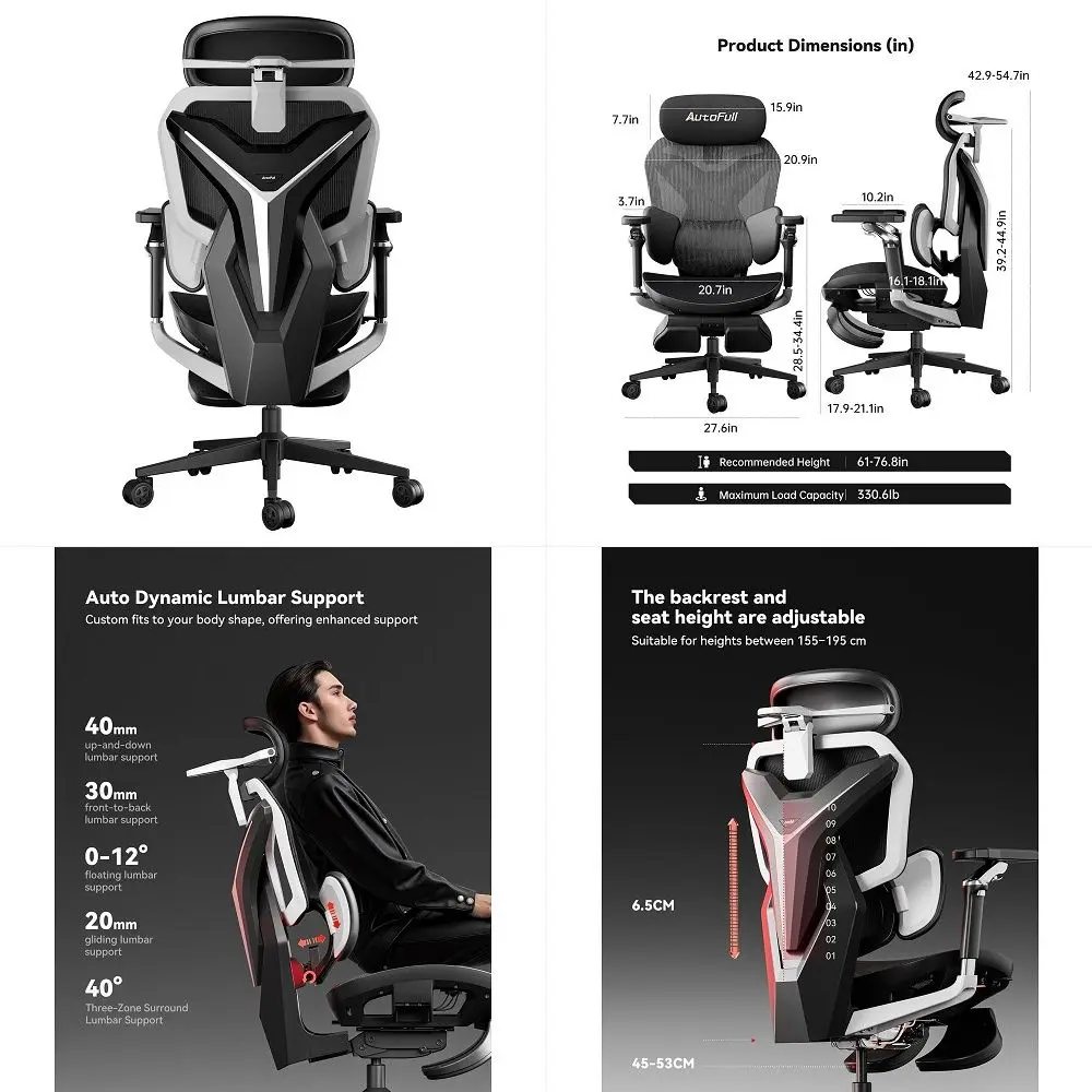 G7 Gaming Chair 3Zone Lumbar, 22Point Adjustment, Breathable Mesh, Custom Backplate, 720 Armrests, BIFMA Certified Ergonomic, 1
G7 Gaming Chair 3Zone Lumbar, 22Point Adjustment, Breathable Mesh, Custom Backplate, 720 Armrests, BIFMA Certified Ergonomic, 1