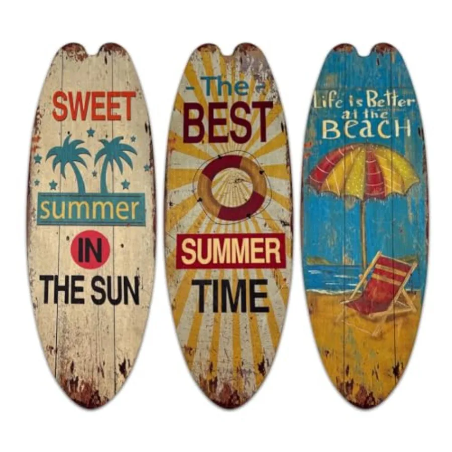 Wooden Surfboard Wall Decor Set of 3 Hawaiian Beach Wall Art for Living Room, Entryway, Bar — Hand-Painted Designs with Distres
Wooden Surfboard Wall Decor Set of 3 Hawaiian Beach Wall Art for Living Room, Entryway, Bar — Hand-Painted Designs with Distres