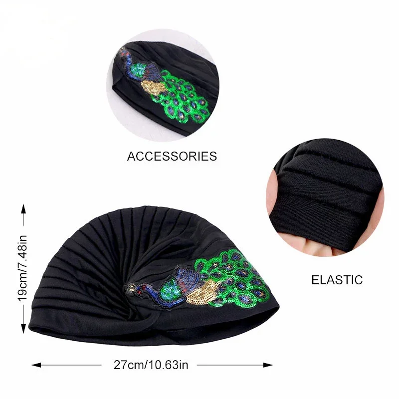 Indian Women Muslim Hijab Peacock Sequin Chemo Cap Strech Underscarf Bonnet Pleated Hair Loss Hat Turban Beanies Headwrap Scarf
Indian Women Muslim Hijab Peacock Sequin Chemo Cap Strech Underscarf Bonnet Pleated Hair Loss Hat Turban Beanies Headwrap Scarf