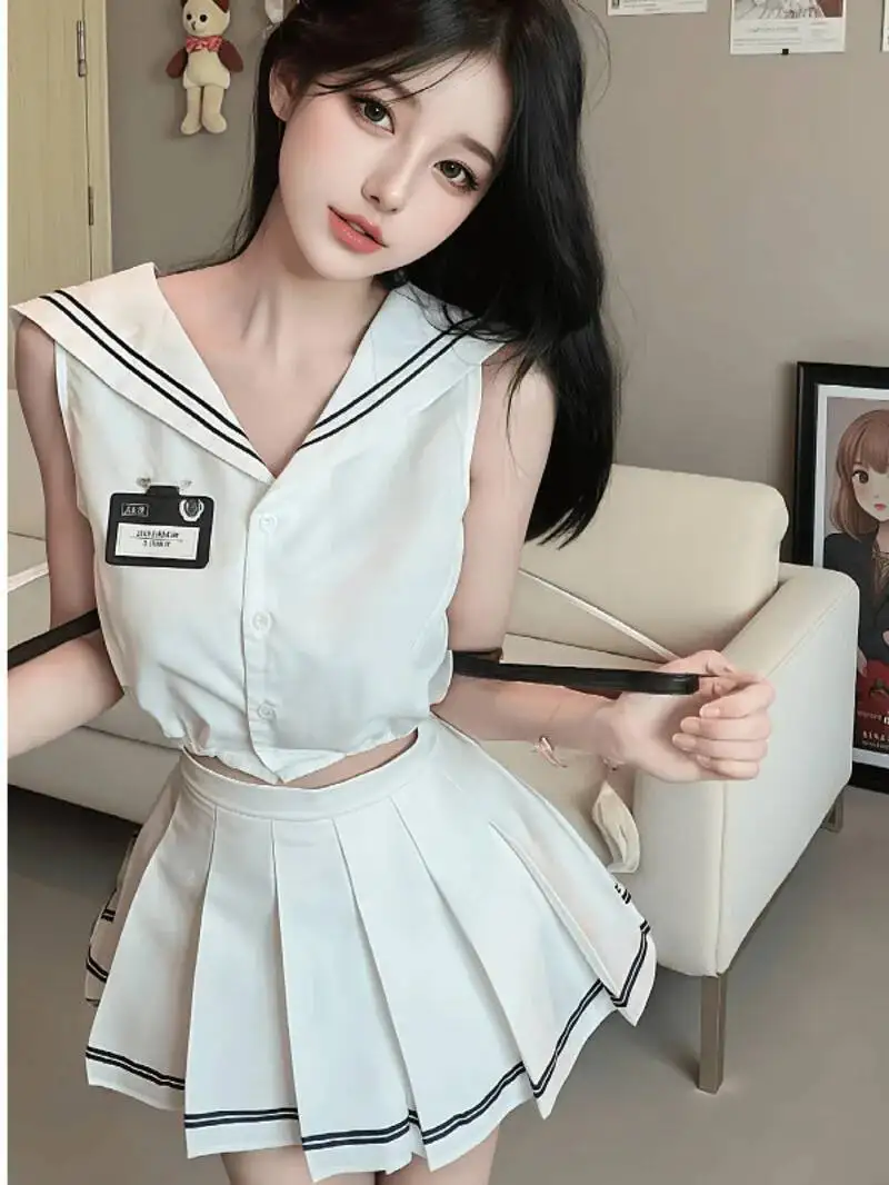 Сексуальные комплекты юбок Pure Desire в повседневном стиле JK с v-образным вырезом, летние комплекты юбок без рукавов, простая повседневная элегантная красивая одежда QWYN
Сексуальные комплекты юбок Pure Desire в повседневном стиле JK с v-образным вырезом, летние комплекты юбок без рукавов, простая повседневная элегантная красивая одежда QWYN