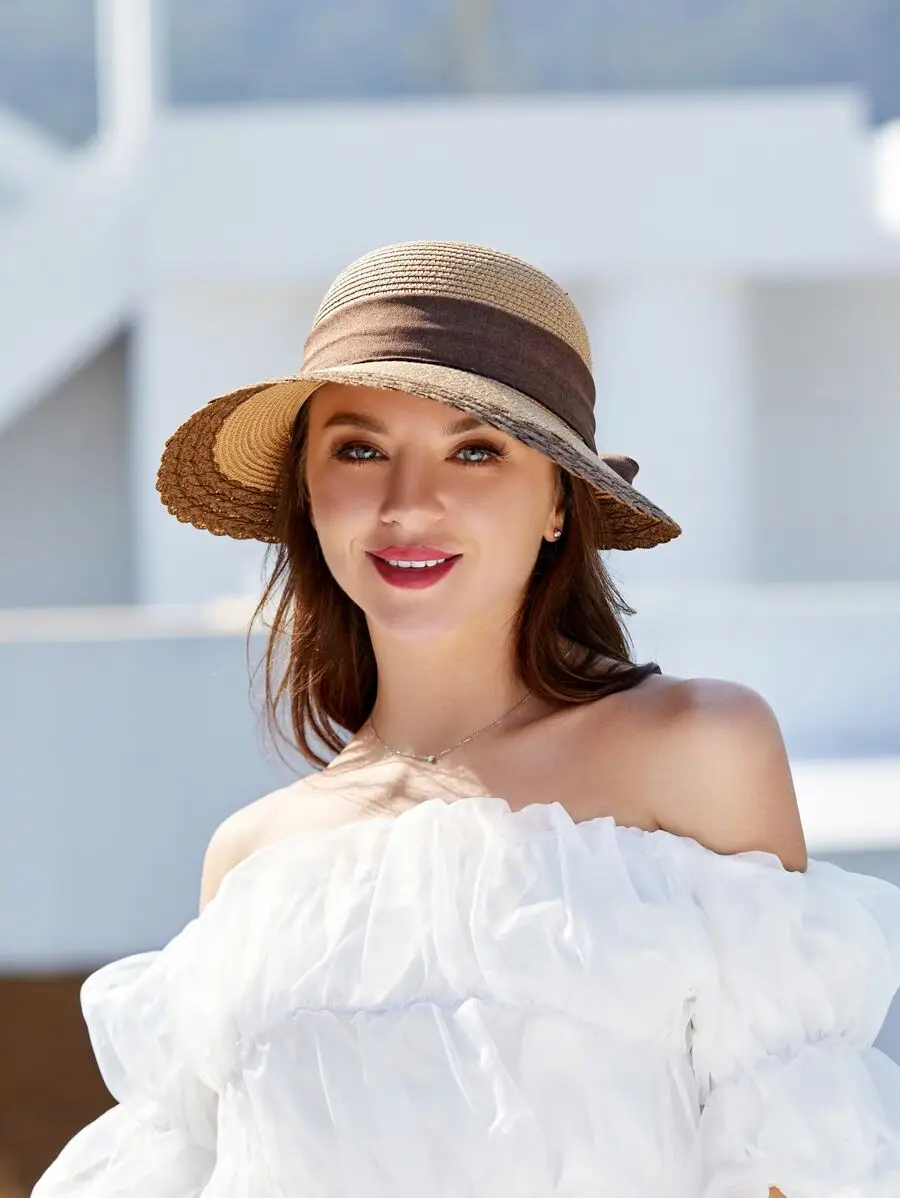 Straw Sun Hat With Ribbon Bowknot For Beach Outdoor Party Boho Style
Straw Sun Hat With Ribbon Bowknot For Beach Outdoor Party Boho Style