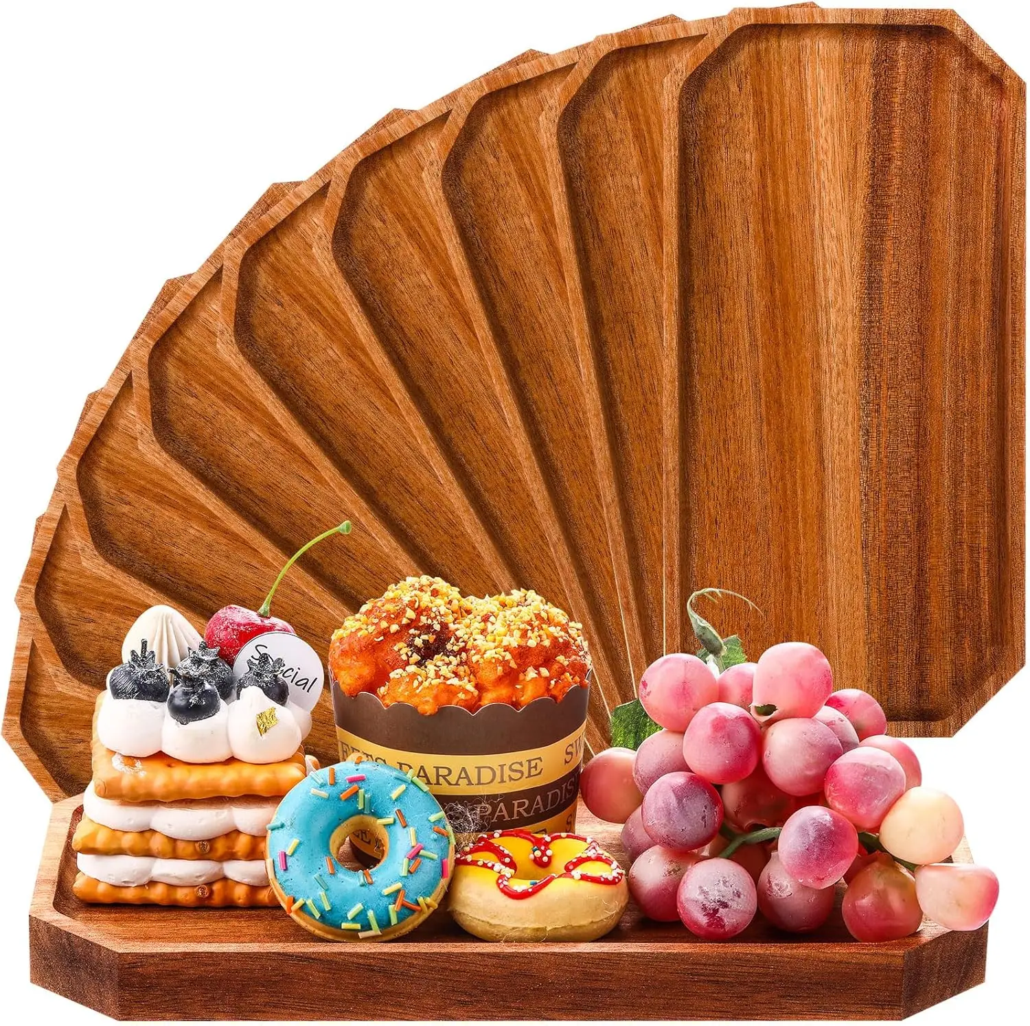 12 Pack Acacia Wood Serving Platters, 10x5 Inch Rustic Trays for Charcuterie, Cheese, Desserts
12 Pack Acacia Wood Serving Platters, 10x5 Inch Rustic Trays for Charcuterie, Cheese, Desserts