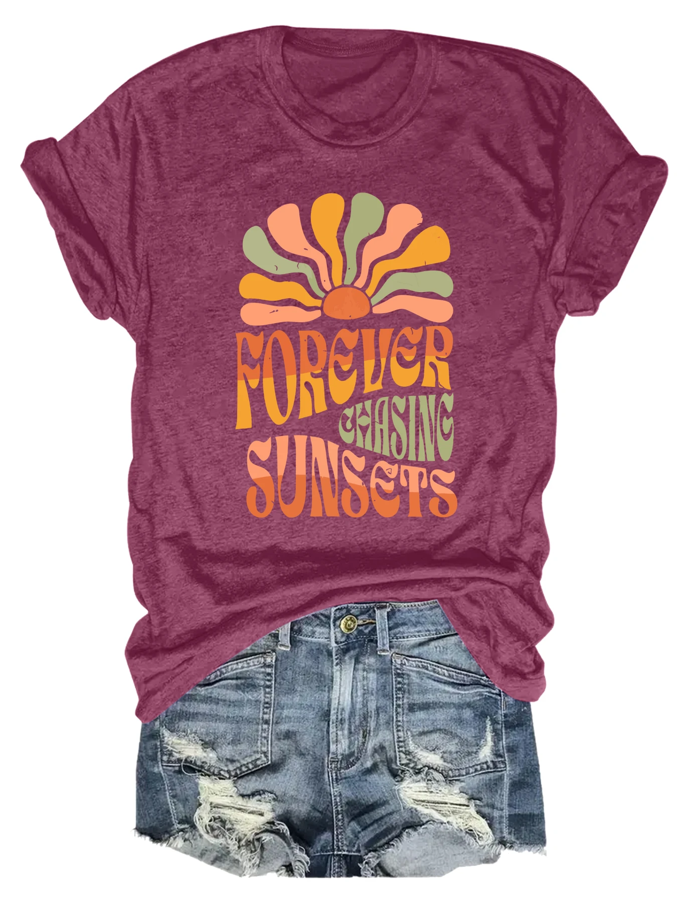 Plus size women's short sleeve T-shirt Forever Chasing Sunsets Sunset Design breathable fabric summer outfit women's clothing
Plus size women's short sleeve T-shirt Forever Chasing Sunsets Sunset Design breathable fabric summer outfit women's clothing