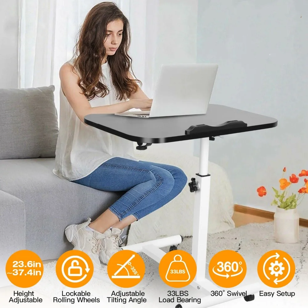 Mobile Standing Desk, Height Adjustable Rolling Laptop Table, Portable Computer Cart, 90 Tiltable Overbed Bedside Table
Mobile Standing Desk, Height Adjustable Rolling Laptop Table, Portable Computer Cart, 90 Tiltable Overbed Bedside Table