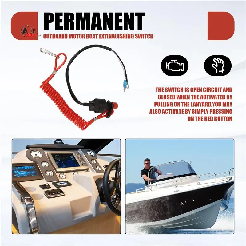 A10E-Boat Motor Emergency Kill Stop Switch For Yamaha /Tohatsu Outboard Stop Kill Switch Cut Off Switches With Safety Tether Lan
A10E-Boat Motor Emergency Kill Stop Switch For Yamaha /Tohatsu Outboard Stop Kill Switch Cut Off Switches With Safety Tether Lan