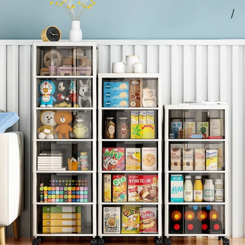 Plastic Storage Cabinet With Wheels Movable Big Capacity Snack Storages Shelf Standing Organizer Multilayer Transparent Shelf
Plastic Storage Cabinet With Wheels Movable Big Capacity Snack Storages Shelf Standing Organizer Multilayer Transparent Shelf