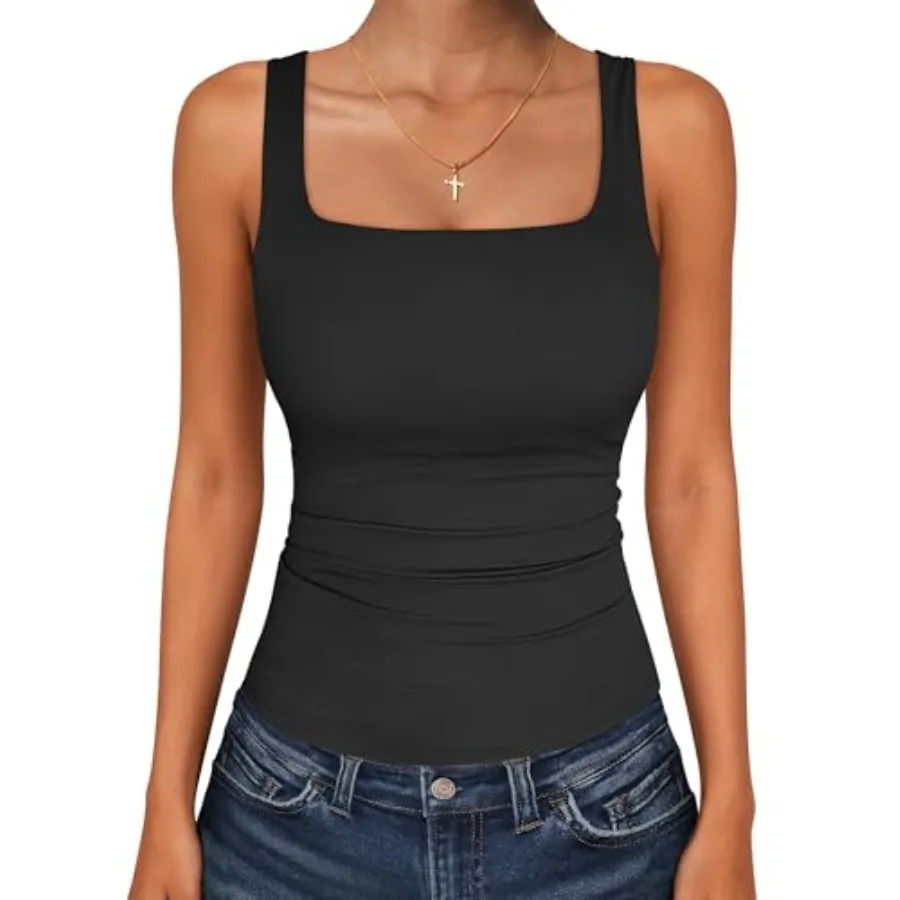 ANRABESS Tank Top for Women Summer 2026 Double Lined Sleeveless Square Neck Basic Tight Workout Tees Shirts
ANRABESS Tank Top for Women Summer 2026 Double Lined Sleeveless Square Neck Basic Tight Workout Tees Shirts