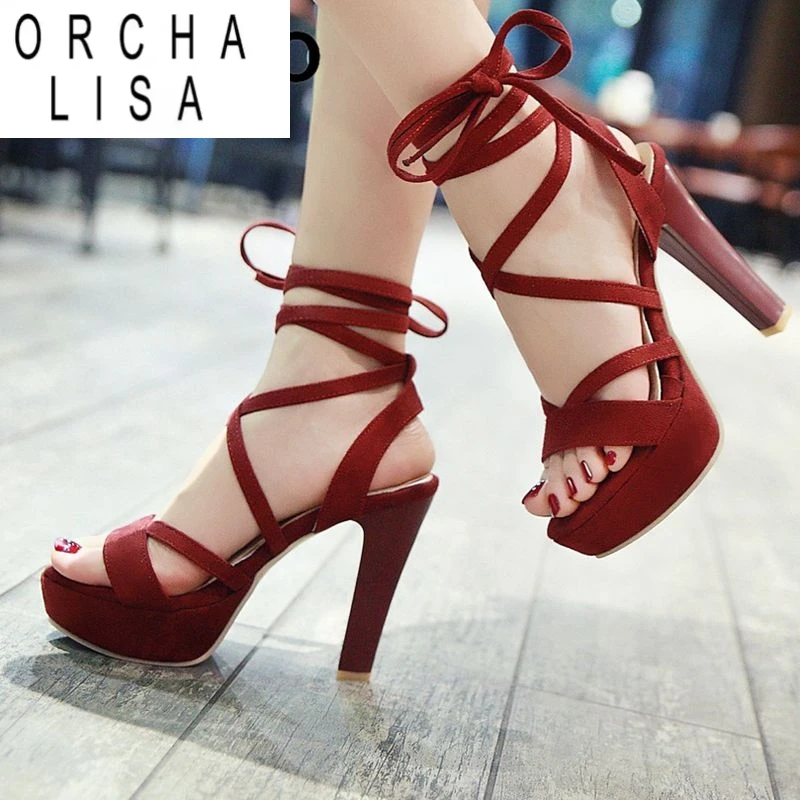 ORCHA LISA Сексуальные женские сандалии с открытым носком на очень высоком каблуке 10 см на платформе 3 см на шнуровке из флока, замша, большой размер 42 43 Туфли для вечеринок и свиданий 
ORCHA LISA Сексуальные женские сандалии с открытым носком на очень высоком каблуке 10 см на платформе 3 см на шнуровке из флока, замша, большой размер 42 43 Туфли для вечеринок и свиданий