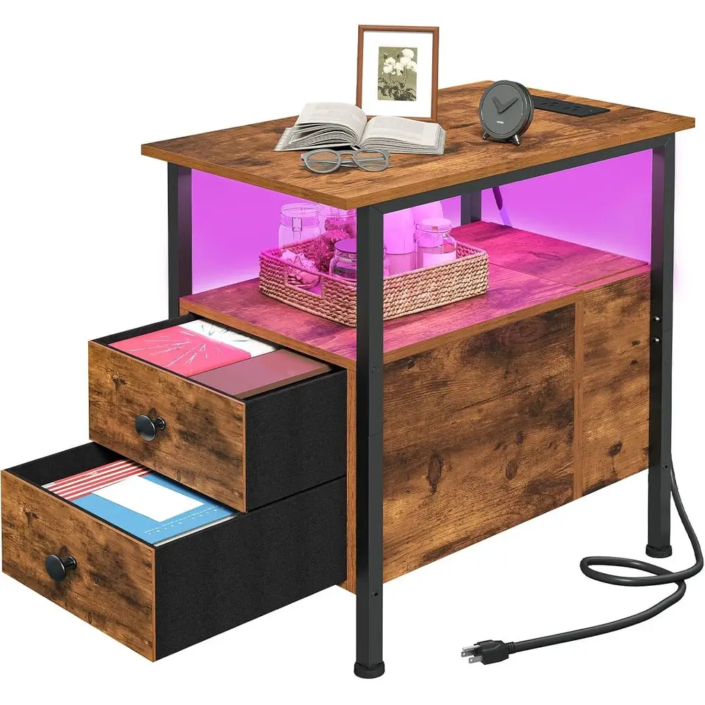 Charging Station End Table with LED Light, Flip-Top Narrow Side Table for Small Spaces, Bedroom and Living Room, Rustic Brown Bl
Charging Station End Table with LED Light, Flip-Top Narrow Side Table for Small Spaces, Bedroom and Living Room, Rustic Brown Bl