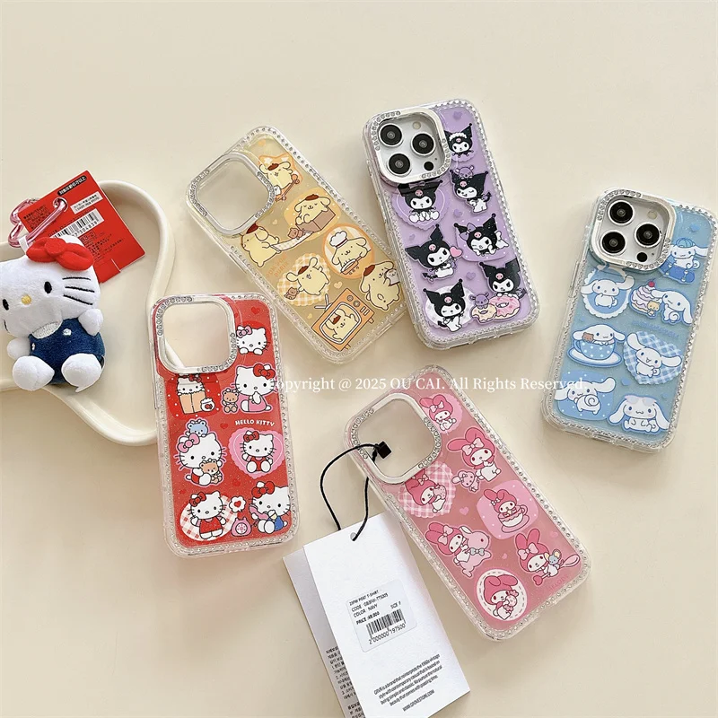 Luxury Cartoon Cute Hello Kitty Melody Cinnamoroll Kuromi Bling Glitter Phone Case For iPhone 13 14 15 16 Pro Max 3D Kitty Cover
Luxury Cartoon Cute Hello Kitty Melody Cinnamoroll Kuromi Bling Glitter Phone Case For iPhone 13 14 15 16 Pro Max 3D Kitty Cover