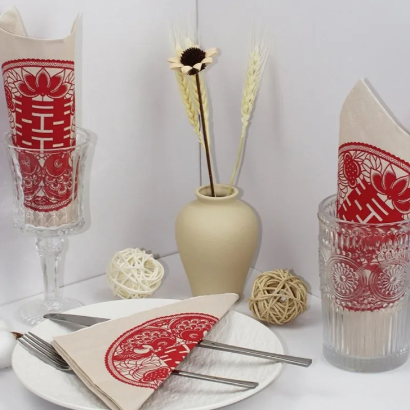 Double Happiness Paper Napkins, Chinese-Style Red Paper Cut Design for Wedding, Table Setting,DIY Decoupage Paper
Double Happiness Paper Napkins, Chinese-Style Red Paper Cut Design for Wedding, Table Setting,DIY Decoupage Paper