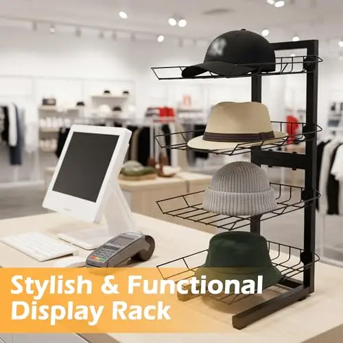 Black Four-Level Metal Wire Hat Display Stand For Retail Shop Organization And Stylish Merchandising
Black Four-Level Metal Wire Hat Display Stand For Retail Shop Organization And Stylish Merchandising
