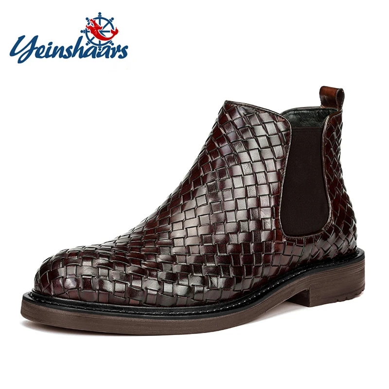 YEINSHAARS Weave PU Leather Chelsea Men Boots Summer Business Dress Ankle Boots Mens Slip-On Career Office Work Boots Big Size
YEINSHAARS Weave PU Leather Chelsea Men Boots Summer Business Dress Ankle Boots Mens Slip-On Career Office Work Boots Big Size