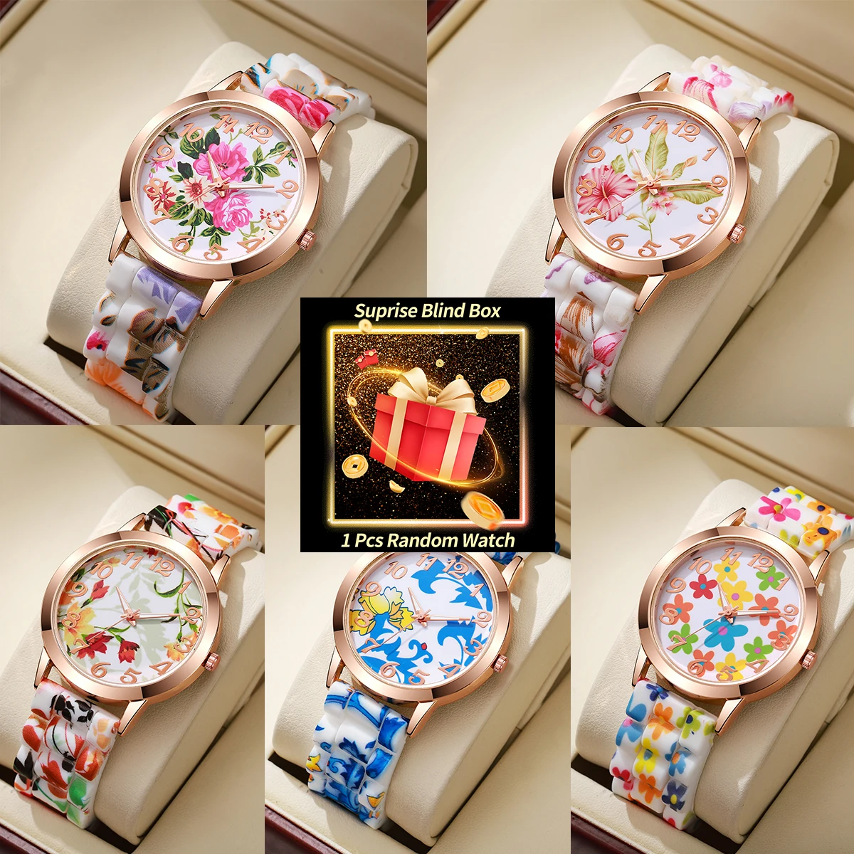 1PC Surprise Mystery Watch Blind Box-Fashion Flowers Printed Women Watches Silicone Band Quartz Watch Reloj Mujer(Without Box)
1PC Surprise Mystery Watch Blind Box-Fashion Flowers Printed Women Watches Silicone Band Quartz Watch Reloj Mujer(Without Box)