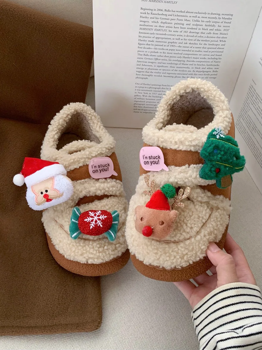 Winter Women's Cotton Shoes Lamb Fur Bean Shoes Cute Santa Claus Parent-Child Fashion Outdoor Magic Tape Thin Strip Bean Boots
Winter Women's Cotton Shoes Lamb Fur Bean Shoes Cute Santa Claus Parent-Child Fashion Outdoor Magic Tape Thin Strip Bean Boots