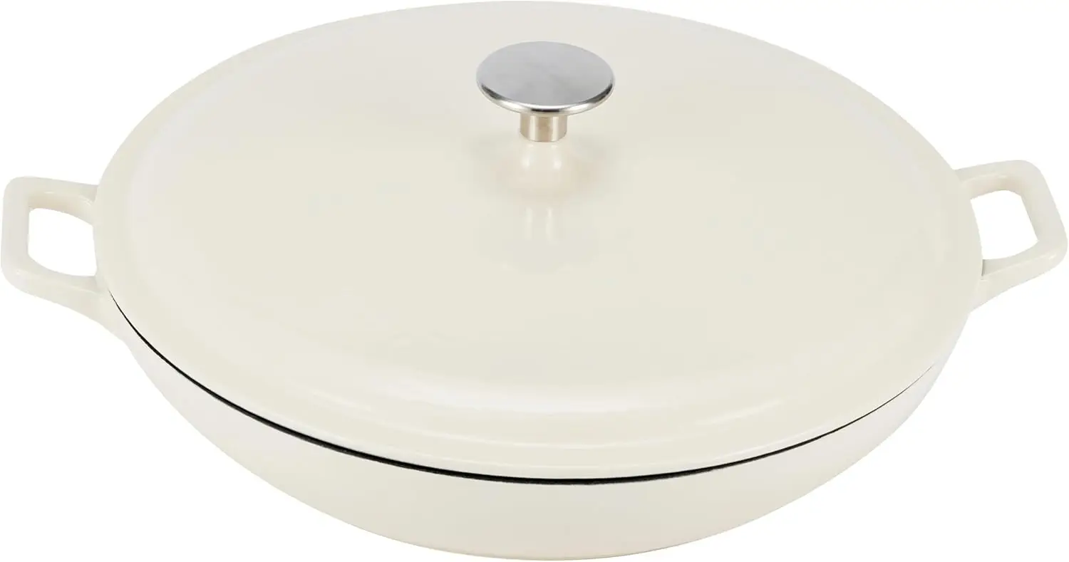 White Enameled Cast Iron Casserole Skillet with Lid, 3.3-Quart, Oven-Safe for Even Cooking
White Enameled Cast Iron Casserole Skillet with Lid, 3.3-Quart, Oven-Safe for Even Cooking