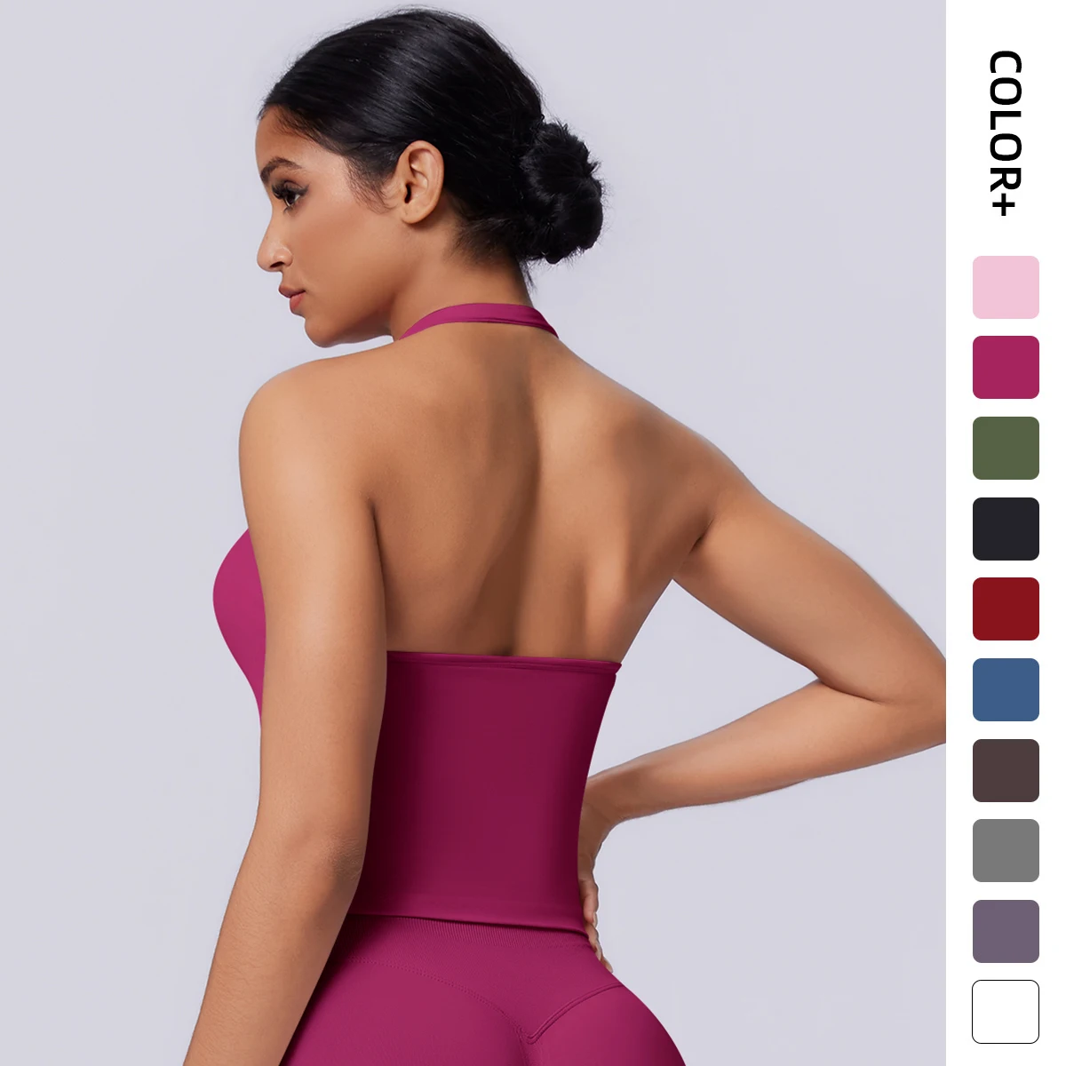Summer Sexy Beautiful Back Yoga Vest with Chest Pad Breathable Solid Color Shockproof Hanging Neck Workout Top Customizable Logo
Summer Sexy Beautiful Back Yoga Vest with Chest Pad Breathable Solid Color Shockproof Hanging Neck Workout Top Customizable Logo
